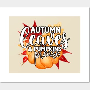 Autumn Leaves and Pumpkins Please Posters and Art